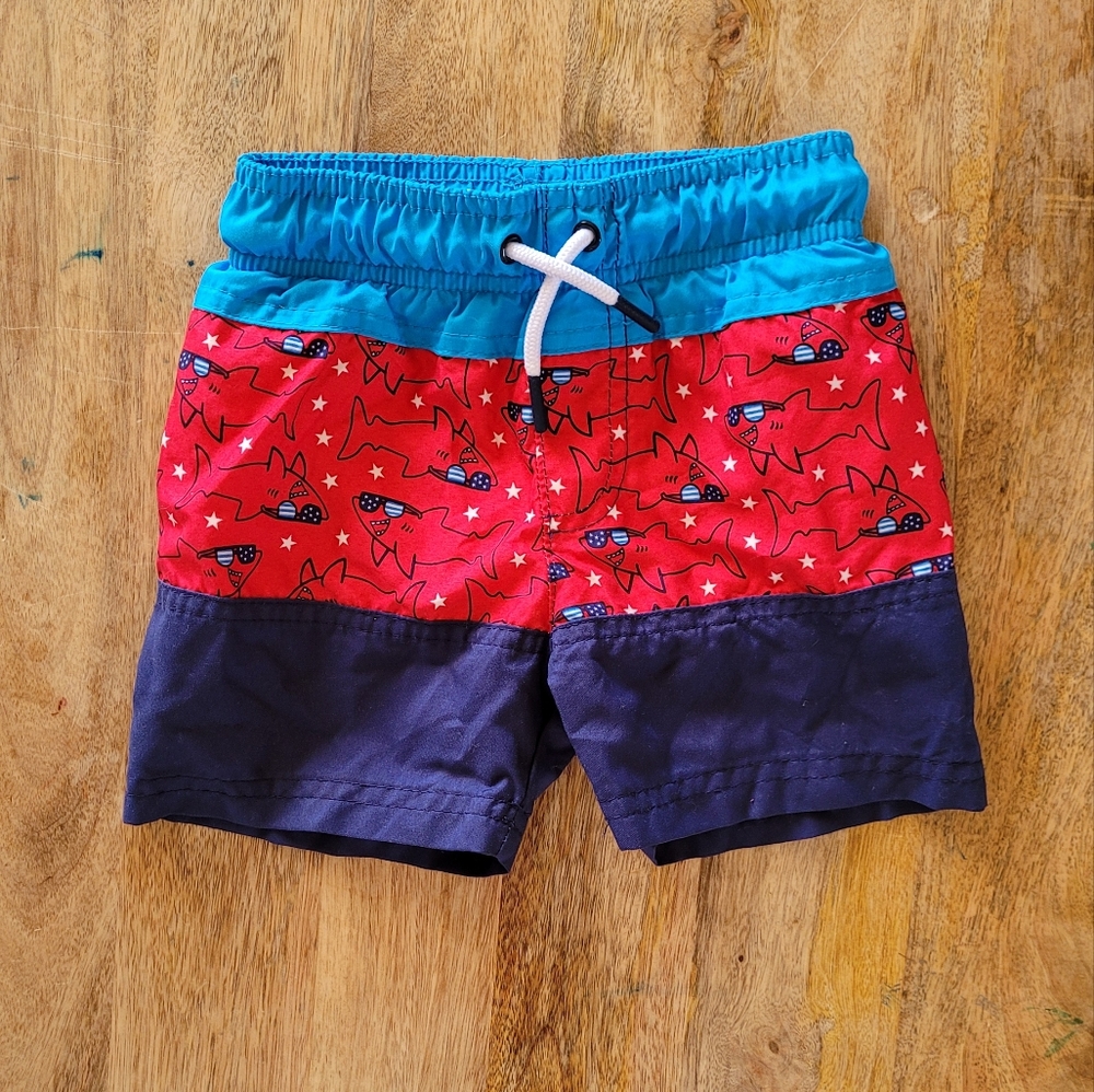 Toddler Boys 2T Swim Trunks, Cat & Jack, Red White & Blue Sharks